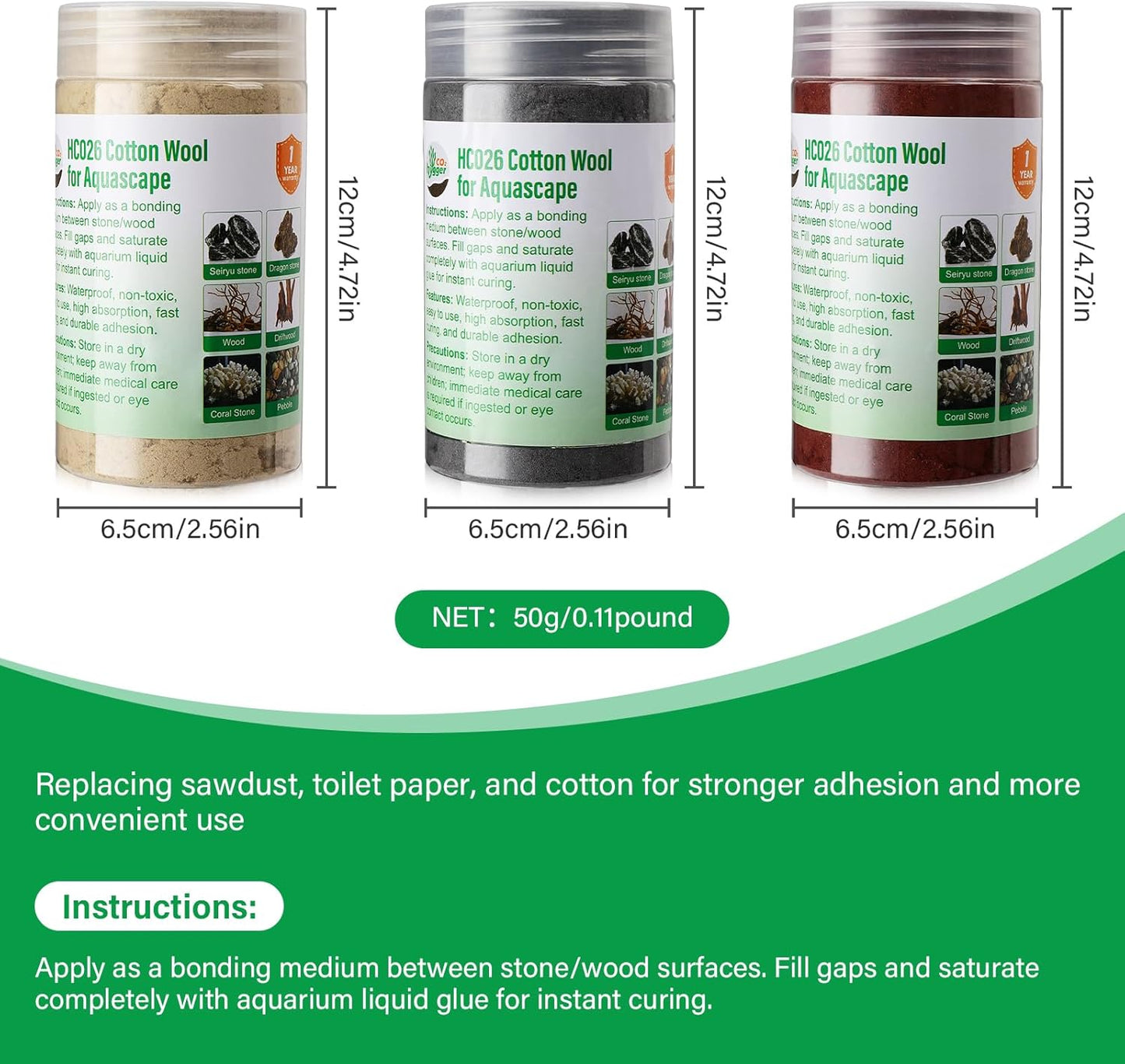 Cotton Wool for Aquascape- Gap Filler Cotton for Rocks & Wood | Aquarium Safe Bonding Material | Secure Adhesive Helper (Light Yellow(Dragon Stone Color))