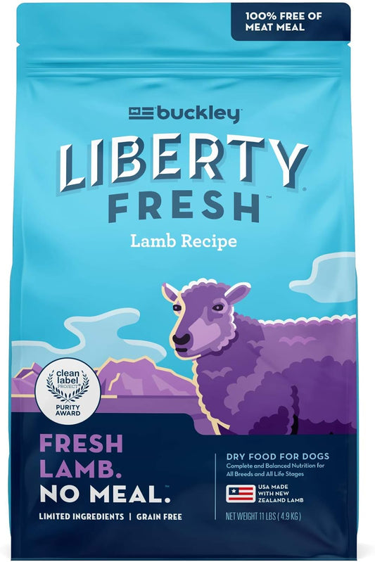 Bixbi Liberty Grain Free Dry Dog Food, Lamb Recipe, 11 lbs - Fresh Meat, No Meat Meal, No Fillers for Easy Digestion - USA Made