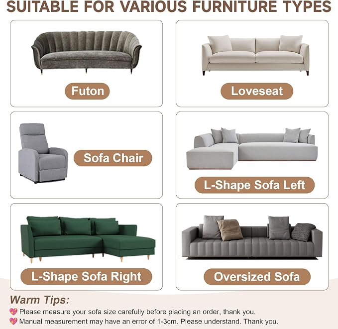 OTOB Sofa Covers for 3 Cushion Couch Washable, All Seasons Fuzzy Non Slip Kids & Pet Friendly Dog Bed Mats Couch Cover, Soft Plush Sofa Slipcovers Furniture Protector (Khaki, 27.6" x 70.9'')