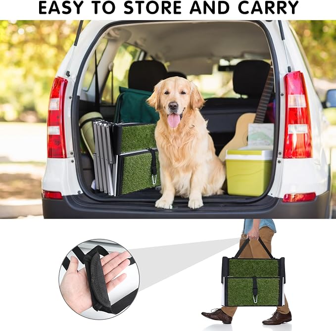 DGSL Folding Dog Stairs for Car, Green 20" Extra Wide 4-Step for Large Dogs | Extra-Wide Stable Steps Reducing Jumping Needs and Supporting Safer Pet Mobility