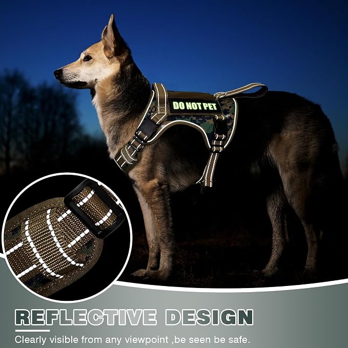 Tactical Dog Harness, No Pull Dog Harness for Medium Large Dogs with Handle & Molle, Military Service Dog Vest Harness in Training Pet Harness for Small Dogs