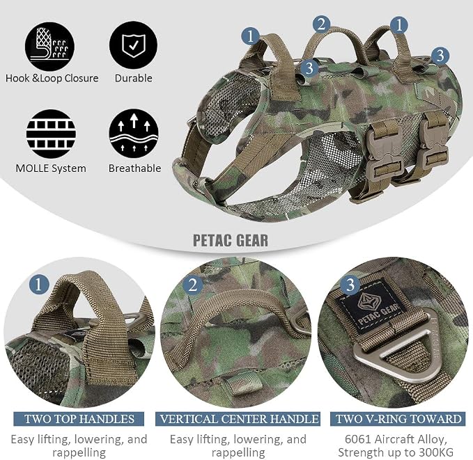 Tactical Dog Harness No Pull for Large Working Dogs Military Dogs Vest Police Service Training Dogs Molle Harnesses with Handle … …
