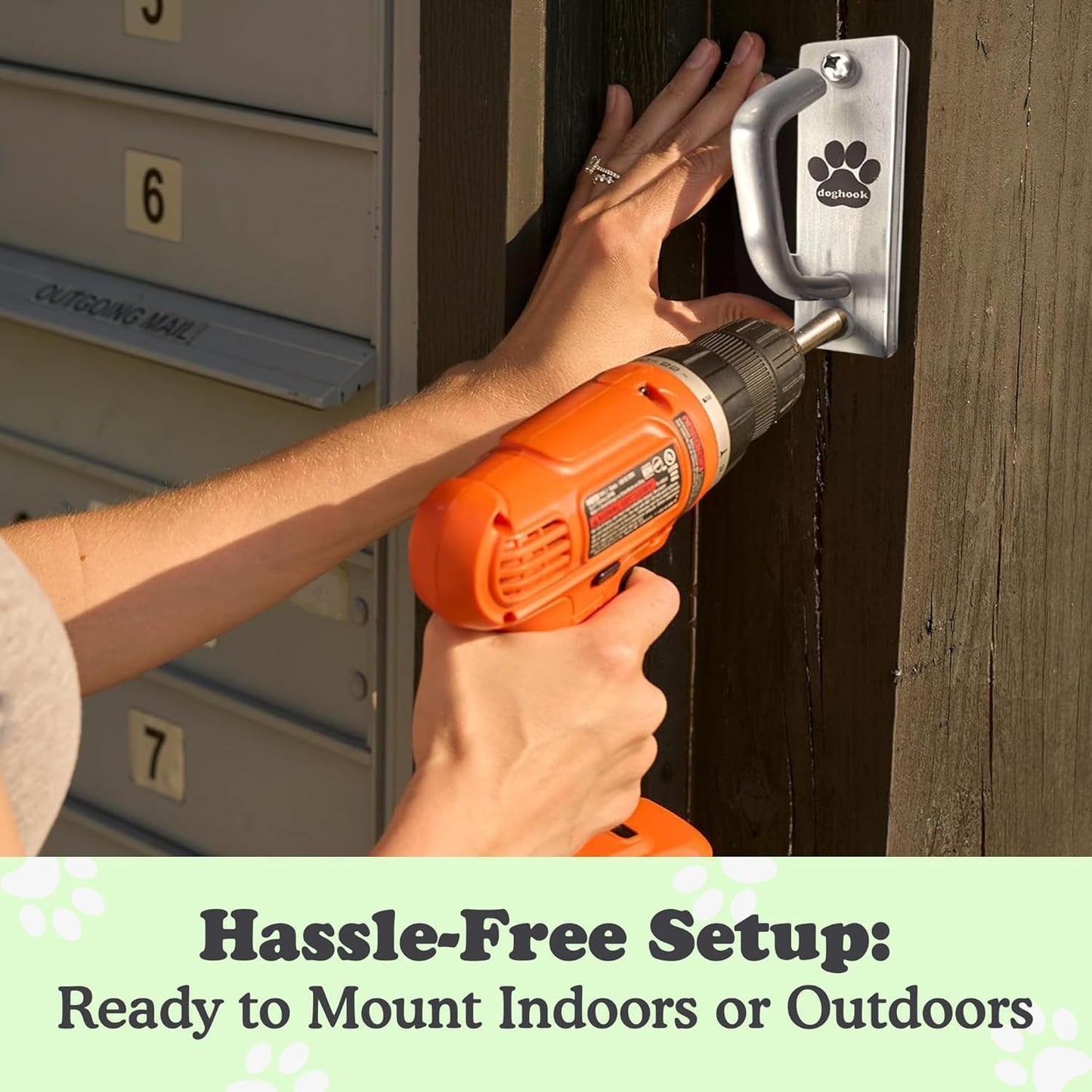 Canine Hitch- Secure Dog Leash Parking Mounted Indoor – Outdoor Wall Hook - Tie Out Stainless Steel Practical Lead Management for Home & Business, Standard Size 2 Pack