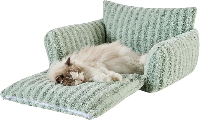 Hollypet Cat Bed Small Dog Orthopedic Couch Beds for Pets up to 20 lbs | Fluffy Multifunctional Double-Layer Warming Kitten Pet Couch Orthopedic Beds with Machine Washable Cover and Non-Slip Bottom