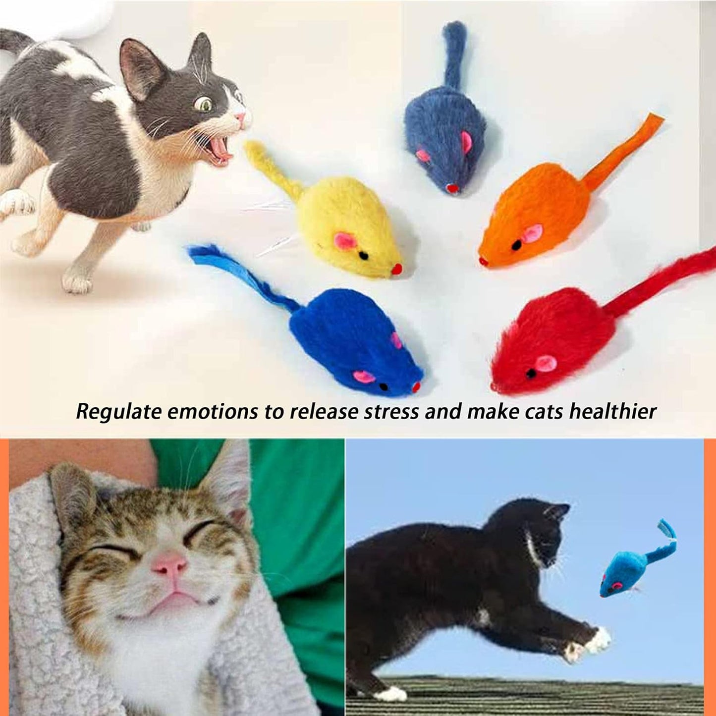 Furry Cat Toys Mice Rattle Interactive Mouse Toy for Indoor Cats Catnip Ball Kitten Kitty Pet Play Assorted Color