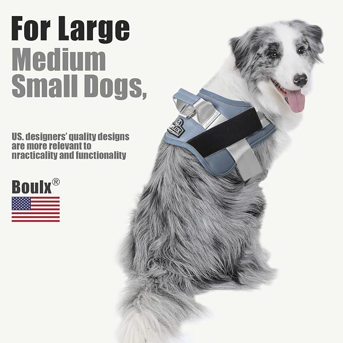 Dog Harness, No-Pull Reflective Dog Vest, Breathable Adjustable Pet Harness with Handle for Outdoor Walking - No More Pulling, Tugging or Choking
