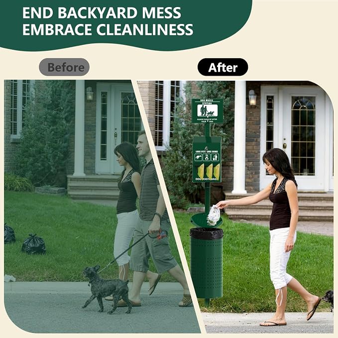 Dog Waste Station 11.5 Gallon, Outdoor Pet Waste Station with Bags, Lockable Dispenser, Keys & Can Liners– Heavy Duty Dog Poop Station for Parks, Backyard, Commercial Use