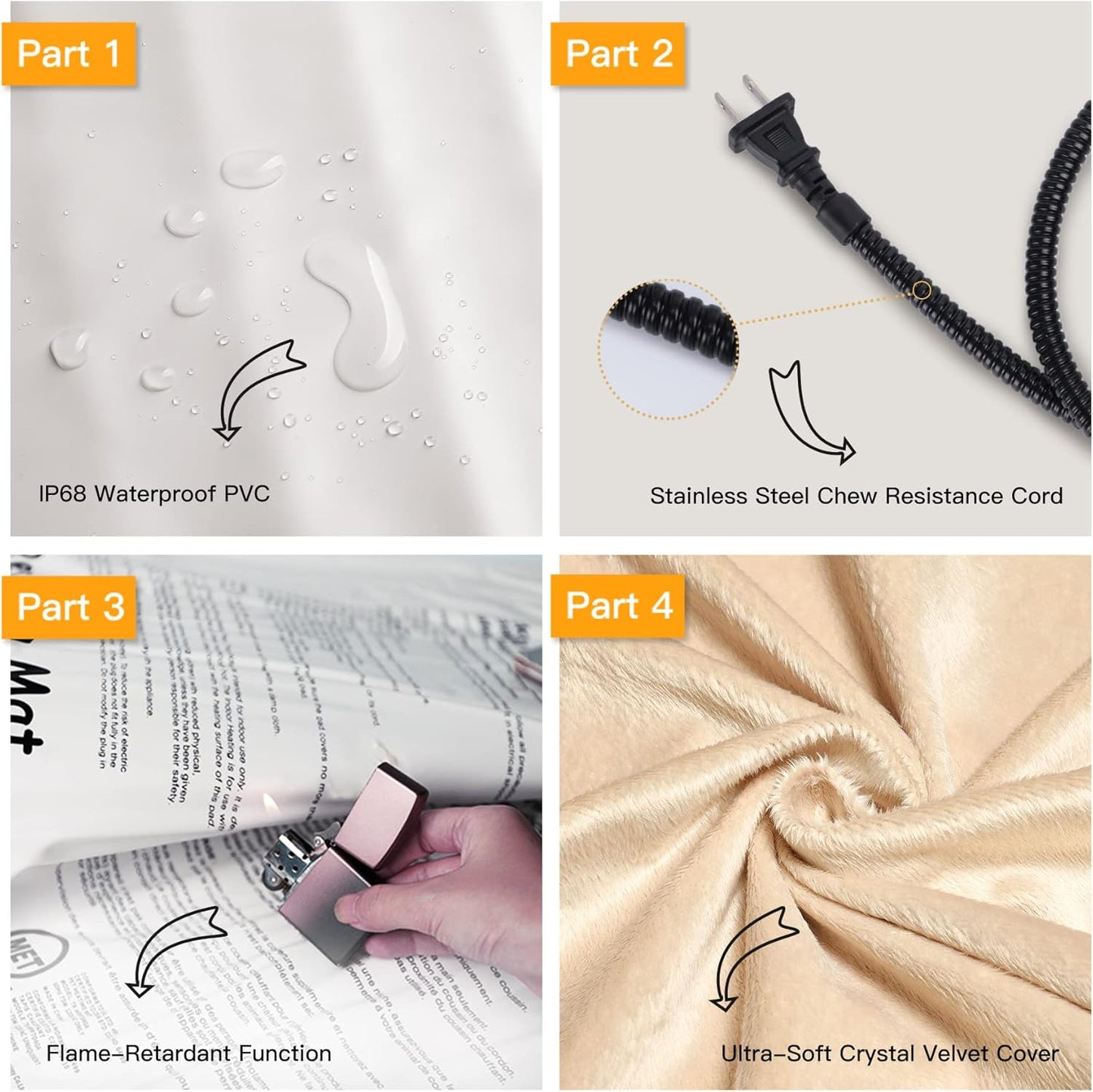 Toozey Pet Heating Pad, 6 Adjustable Temperature Heated Cat Bed with Timer, Waterproof Electric Heated Mat for Dogs and Cats, Chew Resistant Cord, Safe Indoor Use, 18x16in