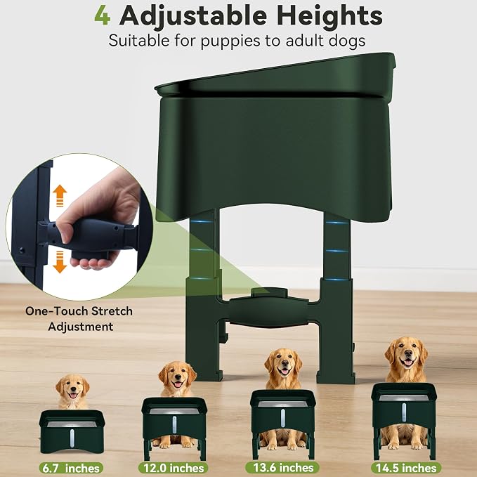 UPSKY 2.9Gal No Spill Dog Water Bowl, 4 Height Adjustable Elevated Bowl with Slow Drinking Feeder for Senior Dogs, Anti-Splash Floating Disk & Filter, Large Capacity for Large Dogs & Multi-Pet Homes