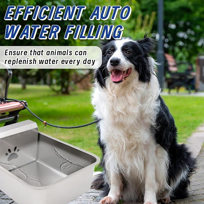 6 Gal Automatic Large Dog Water Dispenser Livestock Water Trough Stainless Steel Waterer Feeder Outdoor Automatic Pet Water Bowl Large Auto Dog Waterer for Big Dogs Cats Chicken Livestock