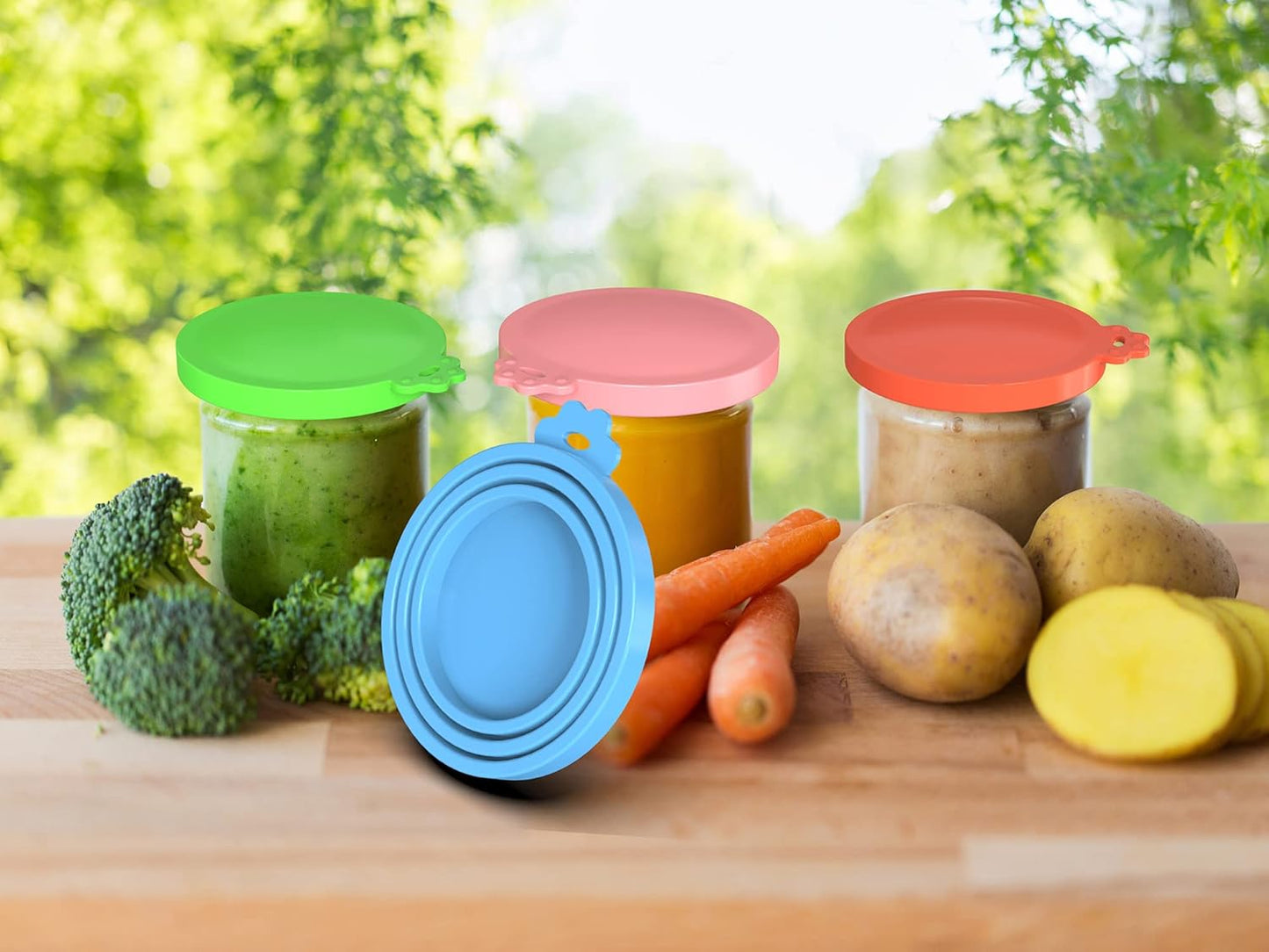 WANBAO 6 Pcs Food Can Lids Pet Can Covers for All Standard Size Dog and Cat Food Can Lids, Mix Color Light Blue, Light Green