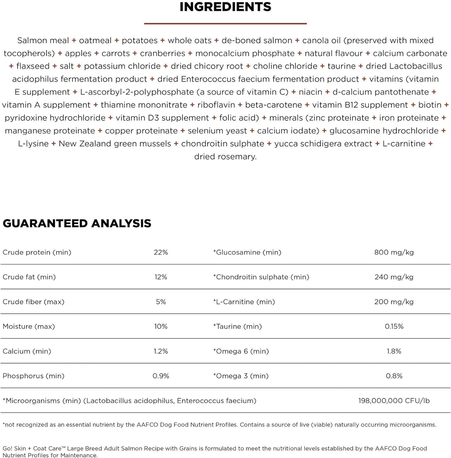 Go! Solutions Skin + Coat Care, Dry Dog Food, Large Breed Adult Salmon Recipe with Grains, 25 lb Bag