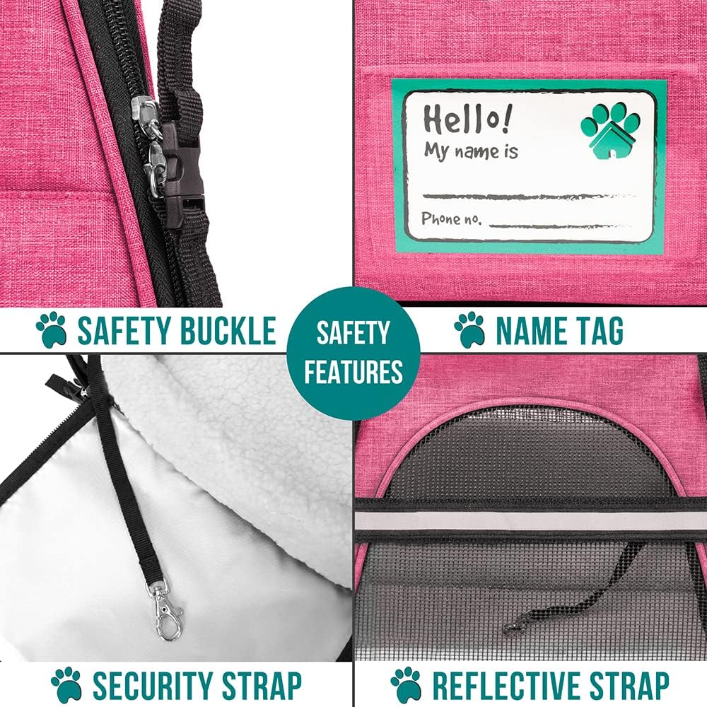 PetAmi Airline Approved Pet Carrier for Cat, Soft Sided Dog Carrier for Small Dog, Cat Travel Supplies Accessories Indoor Cat, Ventilated Pet Carrying Bag Medium Large Kitten Puppy, Large Heather Pink