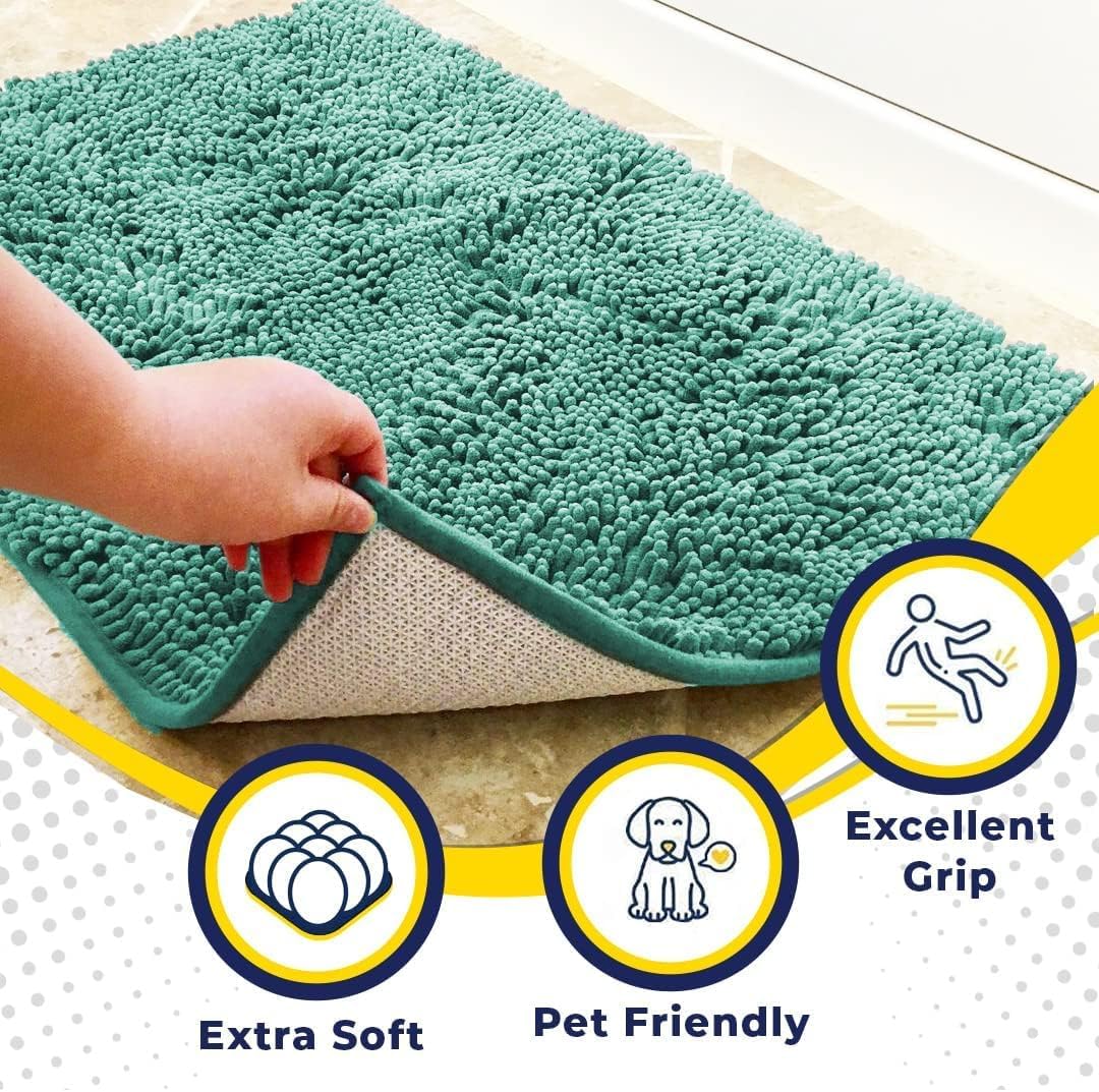 Muddy Mat® Shown on TV – Super Absorbent Door Mat Indoor, Microfiber Quick Dry Chenille Entryway Rug, Non-Slip Front Door Mat, Indoor Mats for Entryway, Machine Washable Pet Rug, Sea Green 24"x36"