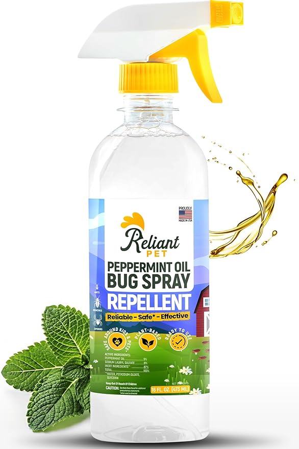 Reliant Pet - Peppermint Oil Spray for Bugs - 16oz - Insect and Pest Control Spray - Bug Spray That's Safe, Reliable, Effective - Made in USA - Ant, Spider, and Roach Spray Indoor