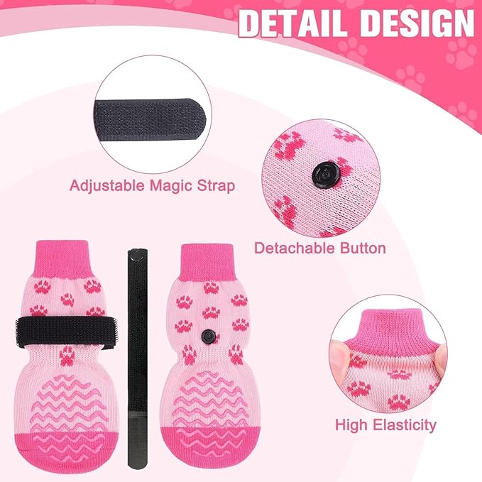 EXPAWLORER 6Pcs Anti Slip Dog Socks to Prevent Licking Paws, Dog Shoes for Hot Pavement, Double Sides Dog Boots & Paw Protectors Booties for Hardwood Floors with Grip Small Medium Large Senior Dogs, S
