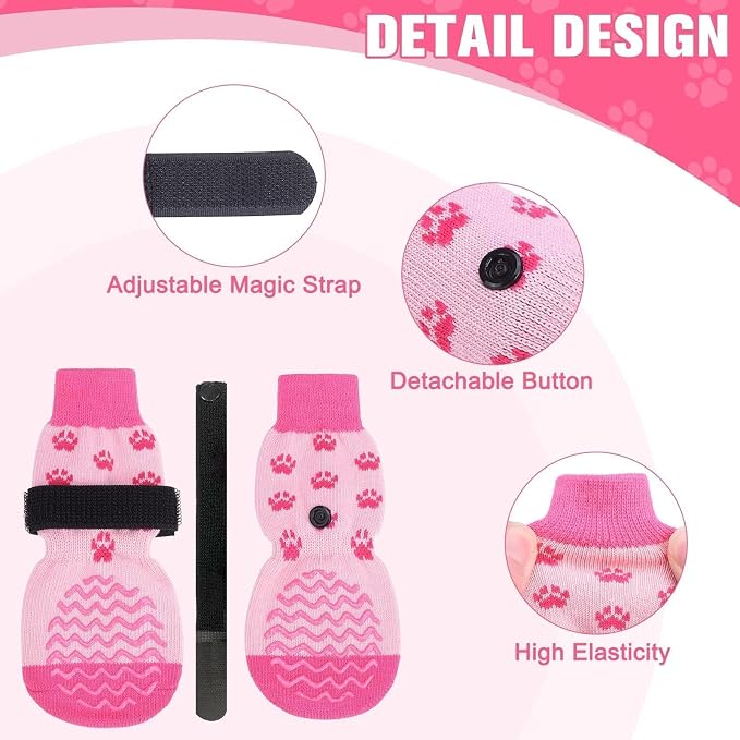 EXPAWLORER 6Pcs Anti Slip Dog Socks to Prevent Licking Paws, Dog Shoes for Hot Pavement Double Sides Dog Boots & Paw Protectors Booties for Hardwood Floors with Grip Small Medium Large Senior Dogs, XL