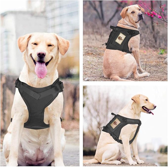 Tactical Service Dog Vest Harness K9 Military Molle Dog Vest for Outdoor Training Waterproof Pet Dog Harness with Rubber Handle & Metal Buckle