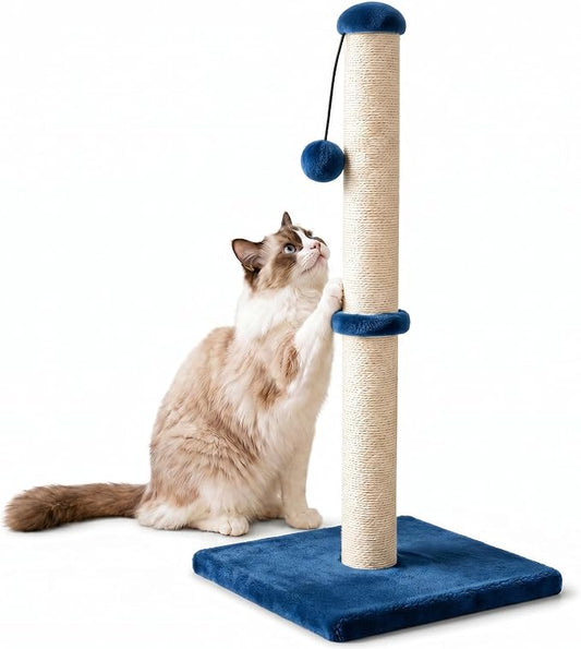 Dimaka 29" Tall Cat Scratching Post, Claw Scratcher with Sisal Rope and Covered with Soft Smooth Plush