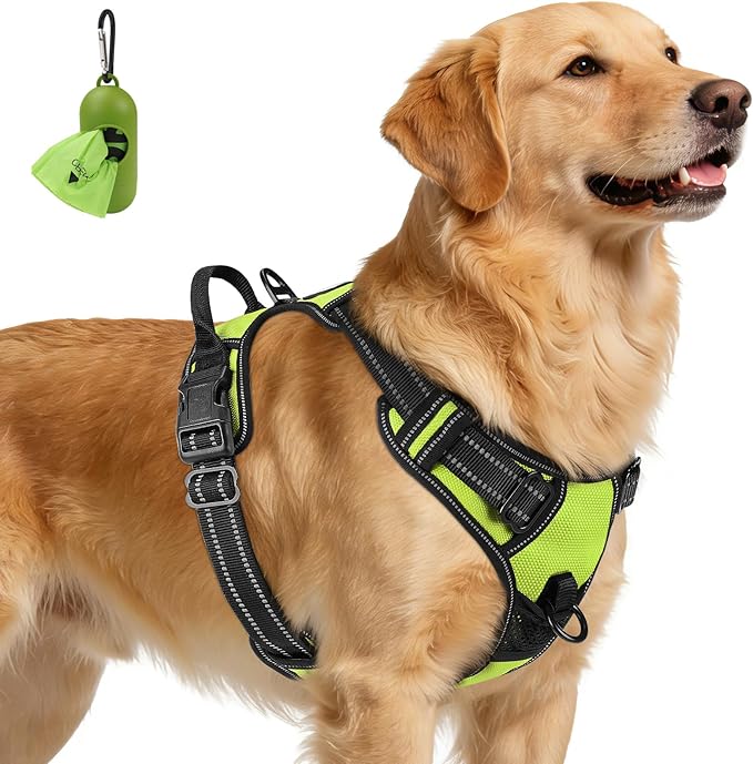 Joytale No Pull Dog Harness for Extra Large Dogs, Front Clip, Green | Grab Handle for Instant Control, Padded & Adjustable Vest, Sturdy Metal D-Rings, for Safe Training & Daily Walking