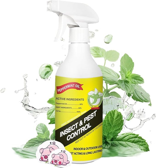 16oz Peppermint Oil Insect and Pest Spray, Natural Plant-Based Peppermint Spray Insect Repellent for Bugs, Rodents, Spiders, Ants, Roaches, Flies, Home & Kitchen Use