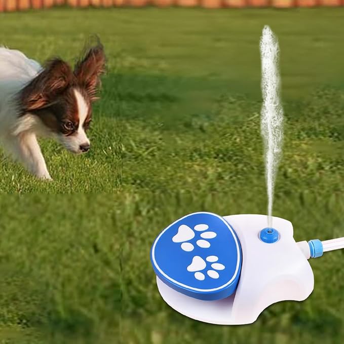 Outdoor Dog Water Fountain Step On, Large Dog Sprinkler Drinking Water Dispenser Sprinkler Paws Waterer with Hose10.43x8.27x3.15in