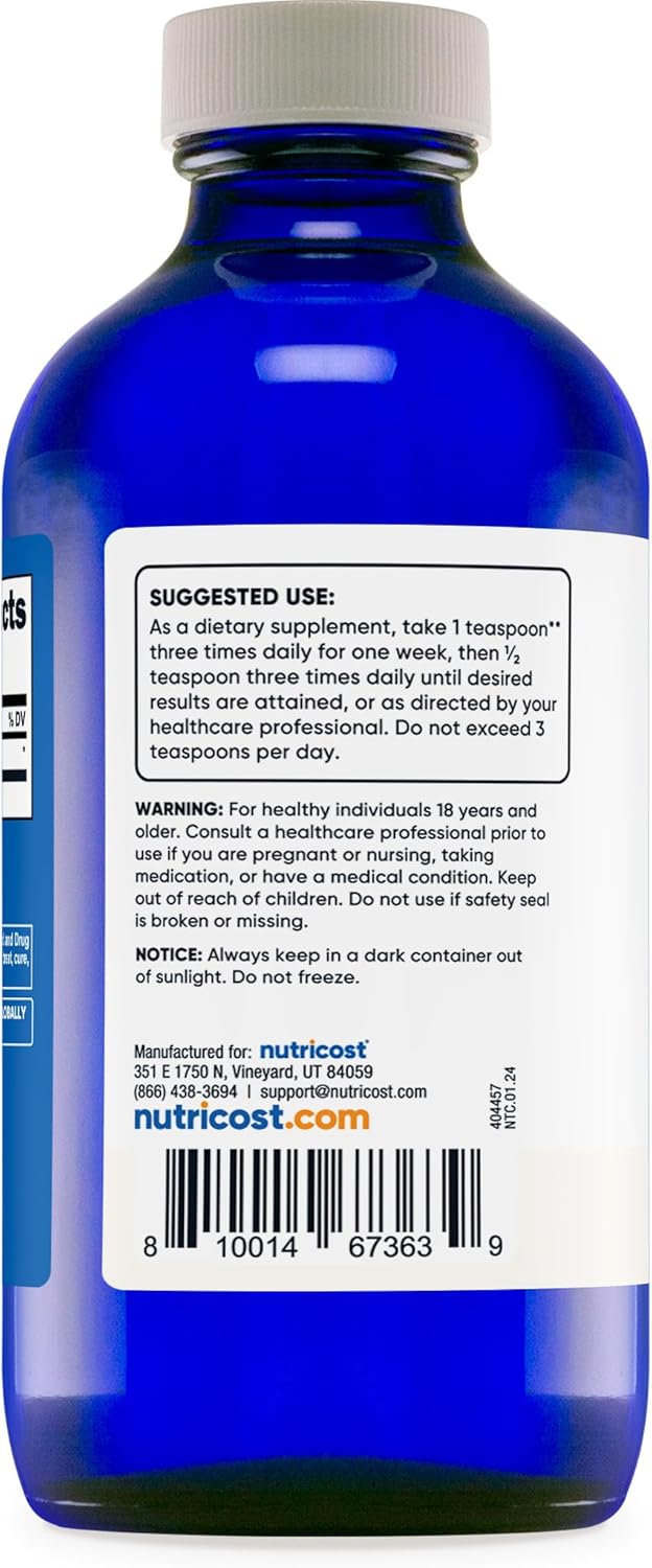 Nutricost Colloidal Silver 8oz - Cobalt Blue Glass Bottles, Bio-Active Colloidal Silver