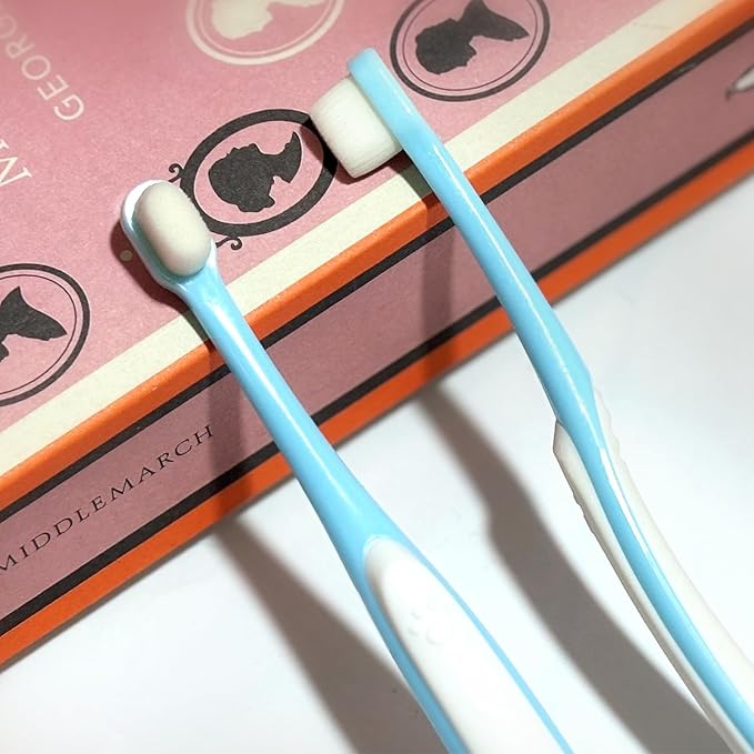 MoonyMars Small Dog Toothbrush, Cat & Puppy Tooth Brushing Kit, Ultra Soft & Mini Head Teeth Brush for Kitten & Tiny Pet, Doggy Toothbrushes Deep Dental Cleaning, 2 PCS - Pink