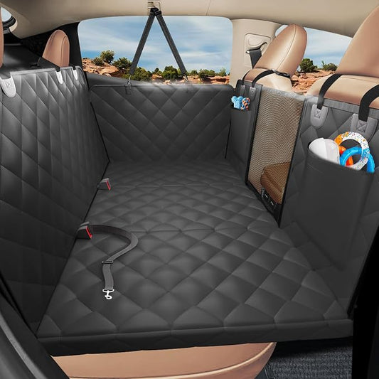 Back Seat Extender for Dogs-Large Space, Hard Bottom Egg Crate Foam Soft Dog Car Seat Cover, Sturdy Backseat Extender for Dogs, Waterproof Pet Car Bed Dog Hammock for Car, SUV, Truck