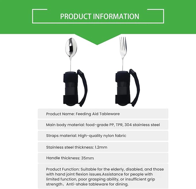 2 Pcs Adaptive Utensils Set with Spoon and Fork, Weighted Adaptive Utensils for Hand Tremors & Parkinson's & Weak Hand Grip with Non-Slip Grip,90° Angled Weighted Silverware for Arthritis