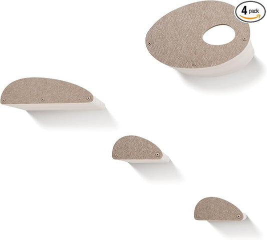 Accessory ADD-ON Set of 4 Facades Covers Compatible with Cat Wall Shelves by Pryde Pets - 100% Sustainable PET Felt - Climbers Sold Seperately - Cats Shelf Privacy and Safety Bumpers (Oatmeal)