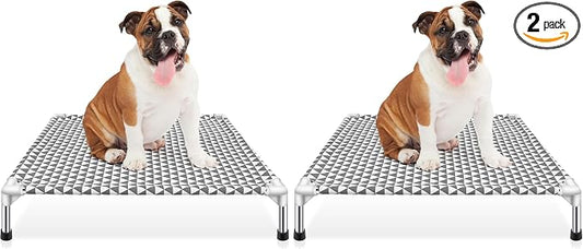 Kuntrust Elevated Outdoor Dog Bed, Medium Size, Cotton Material, Non-Slip Feet, Fits up to 70lbs (Pack of 2)