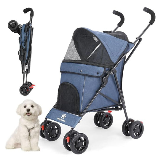 3 in 1 Pet Stroller for Small Dogs and Cats, Foldable Pet Stroller with Cats and Dogs Jogger Travel Strollers, 4 Wheels, Breathable Mesh, Large Capacity, Easy to Carry (Navy)