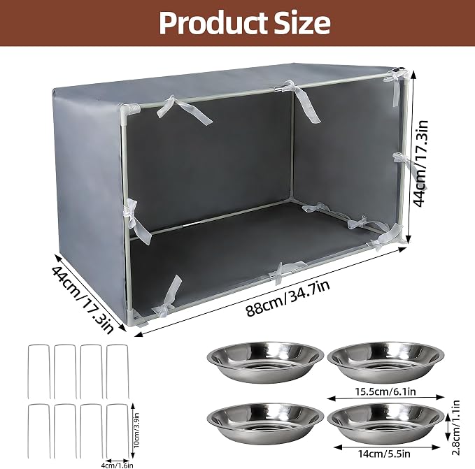 Outdoor Cat Feeding Station with 4 Bowls, Waterproof Cat Dining Room Covered for Multiple Stray, Feral Cats, Dogs, Care for Stray Animals, Large 35"x 17"x 17"