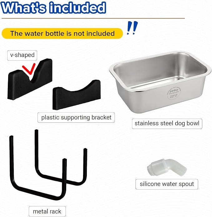 PEDAY Automatic Dog Waterer for X-Large Dogs | Human Grade 18/8 Stainless Steel, Water Bottle Not Included
