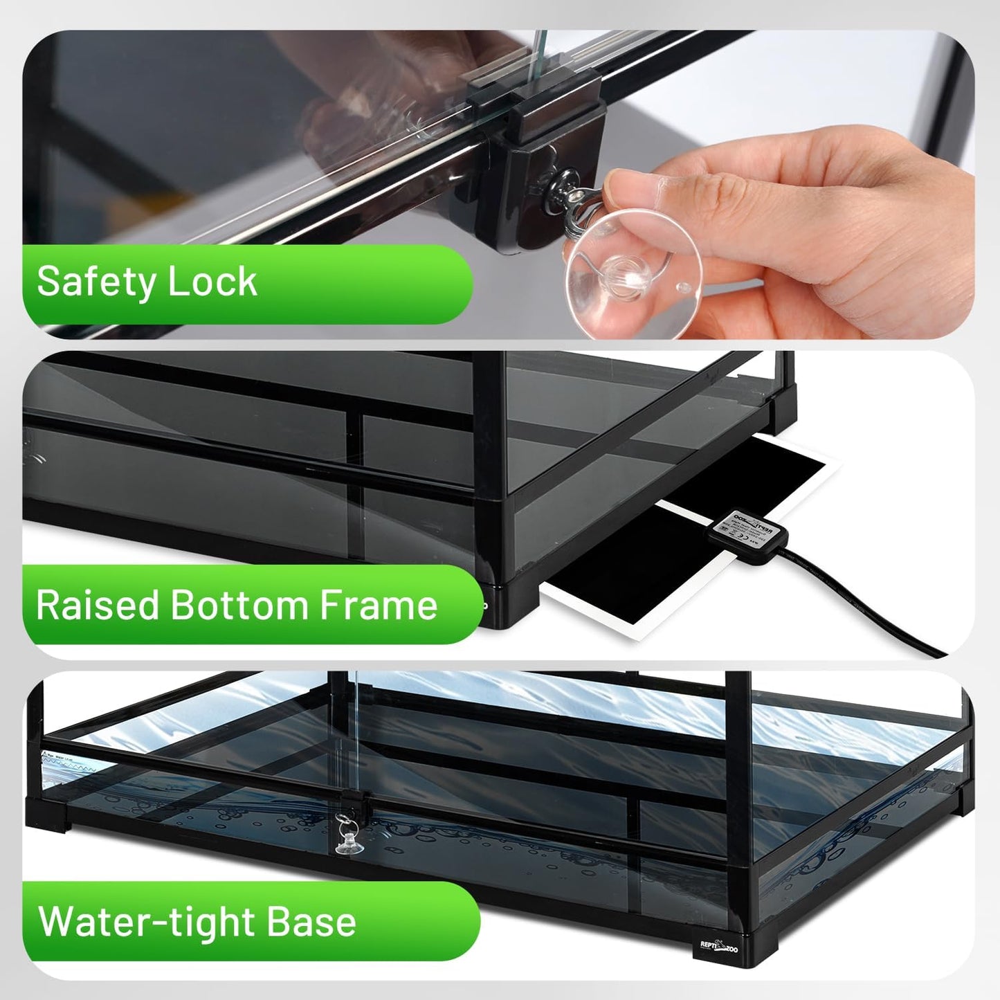 REPTI ZOO 36" x 24" x 18" Glass Reptile Terrarium, Front Opening Reptile Habit Tank with Double Hing Doors, Knock-Down Terrarium with Top Screen Ventilation 68 Gallon