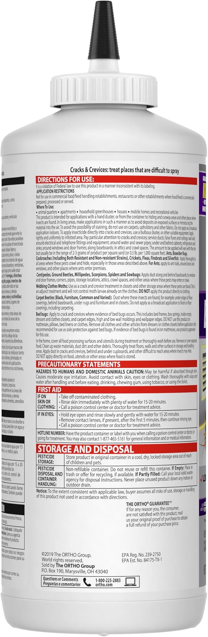 Ortho Home Defense Max Bed Bug & Flea Killer Powder - Bed Bug Killer, Apply to Cracks and Crevices for up to 8 Months of Control, 12 oz.