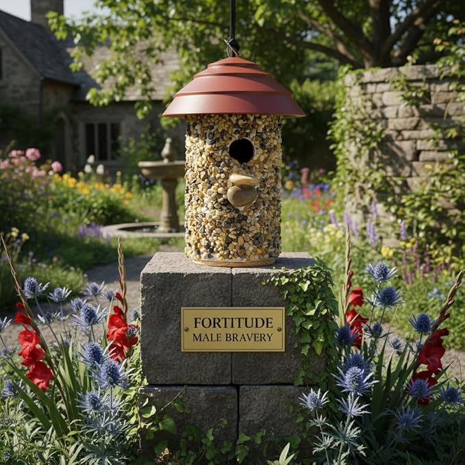 Fortress Bird House for Outside Clearance, Pebble Stone HDPE Roof Bird House for Outdoor, Heavy Duty Stone, Hanging Birdhouse for Outside, Wren House 10 Year Lasting (Red)