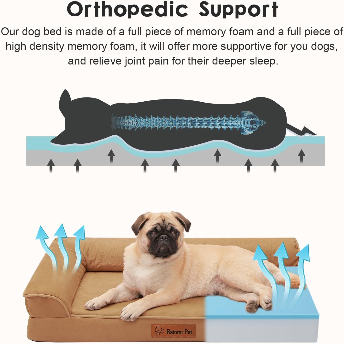 Upgraded Small Dog Bed, 3" Memory Foam with Waterproof Liner, Chew Resistant Microsuede Cover, Removable and Washable, for Indoor, Outdoor, and Car Use, Nonskid Base, 30x20 Inches S Khaki