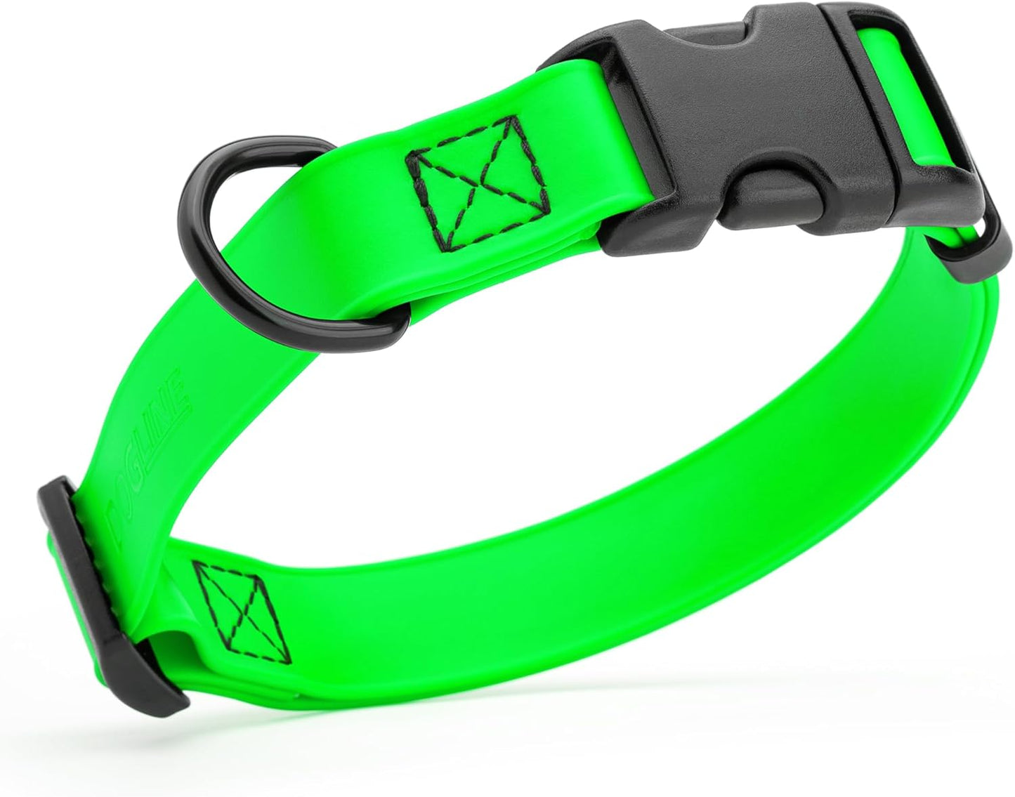Dogline Biothane Waterproof Dog Collar with Quick Release Buckle Strong Coated Nylon Webbing with Odor- Proof for Easy Care Easy to Clean Fits Small Medium Large Dogs, Lime Green 1" W 15-25" L