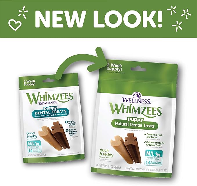 WHIMZEES Wellness Puppy Dog Dental Treats, Medium & Large Size Stick, (14 Count)