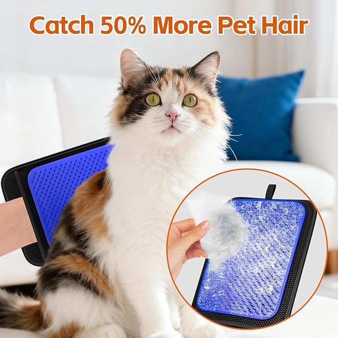 Fancybird Upgrade Pet Hair Removal Glove, Pet Hair Remover Tool with 496 Silicone Tips, Efficient Pet Hair Gloves Gentle Shedding Brushes for Dogs & Cats (Blue)