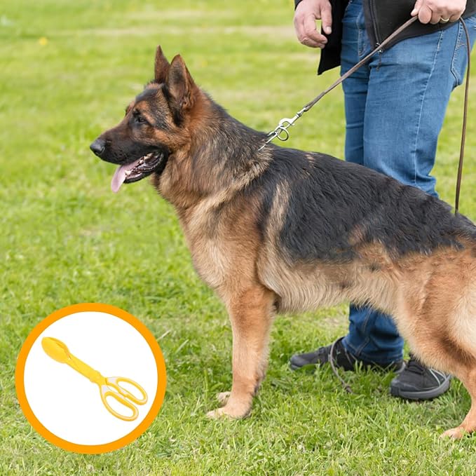 Portable Dog Poop Scooper Heavy Duty Pet Waste Picker with Long Handle, Pooper Scooper Tool for Outdoor Dog Waste Removal, Yellow