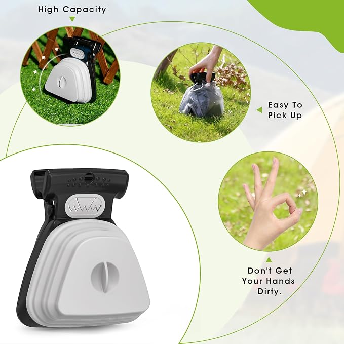 SUPERDESIGN Dog Pooper Scooper, Pooper Scooper for Small and Large Dogs, Dog Poop Scooper for Yard, Pooper Scooper with Bag Attachment and Leash Clip, Ideal for Walks, Travel and Camping (Large,Black)