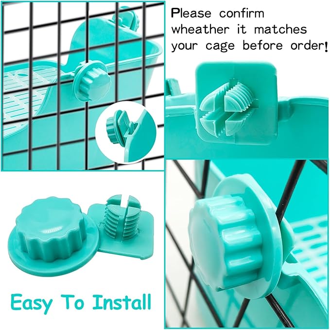 PINVNBY Rabbit Litter Box for Cage Bunny Corner Litter Bedding Box Small Animal Litter Pan Hanging Pet Bowls Cage Potty Trainer Pet Toilet for Rabbit Bunny Guinea Pigs Small Animals（Green）