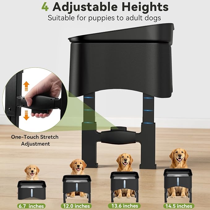 UPSKY 2.9Gal No Spill Dog Water Bowl, 4 Height Adjustable Elevated Bowl with Slow Drinking Feeder for Senior Dogs, Anti-Splash Floating Disk & Filter, Large Capacity for Large Dogs & Multi-Pet Homes