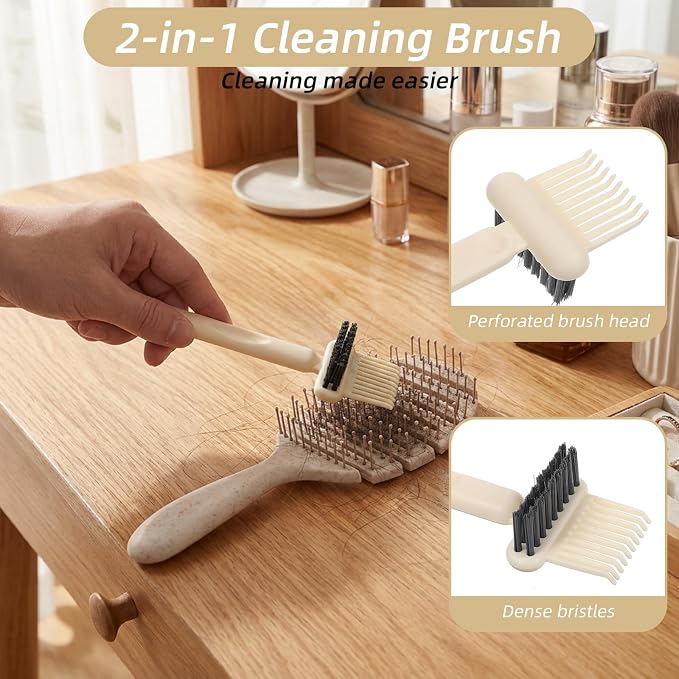 2pcs Hairbrush Cleaner Tool 2-In-1 Hair Brush Cleaner Tools Effective Brush Cleaning Tool Nylon Comb Cleaners & Remover Tools For Women Travel Home Salon Removal Hair