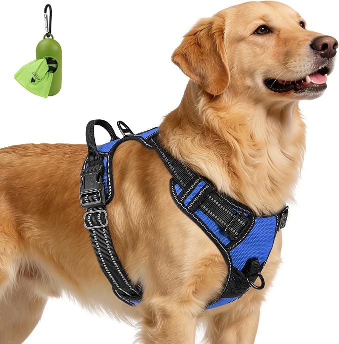 Joytale No Pull Dog Harness for Extra Large Dogs, Front Clip, Navy Blue | Grab Handle for Instant Control, Padded & Adjustable Vest, Sturdy Metal D-Rings, for Safe Training & Daily Walking