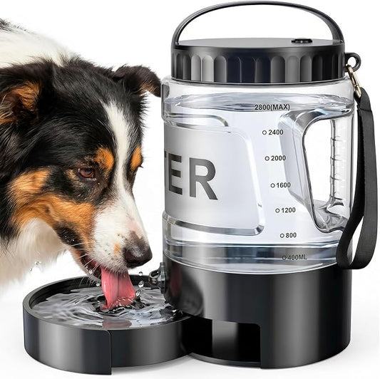 98oz Large Dog Water Bottle with Pull-Out Bowl, Portable Pet Water Dispenser, BPA Free, Leak Proof Travel Water Bottle for Dogs, Ideal for Outdoor Walking, Hiking, Camping & Beach