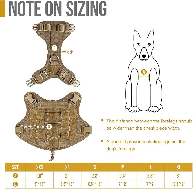 OneTigris Tactical Dog Harness with Handle No-Pull Adjustable for Small Dog | Military 1000D Pullable Nylon, Service Dog Vest with Hook & Loop Panels, Easy On & Off for Walking Hiking Training Brown S